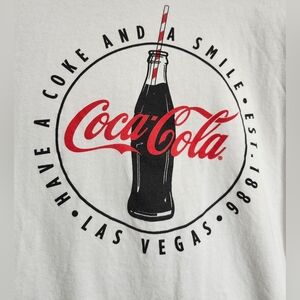 Vtg, Coca-Cola White Tee with Red and Black Logo. Size XL. Unisex